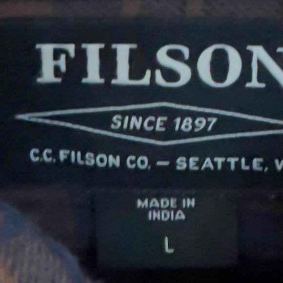 FILSON Alaskan Guide flannel shirt plaid men's size L cotton blue brown pockets - Picture 6 of 8